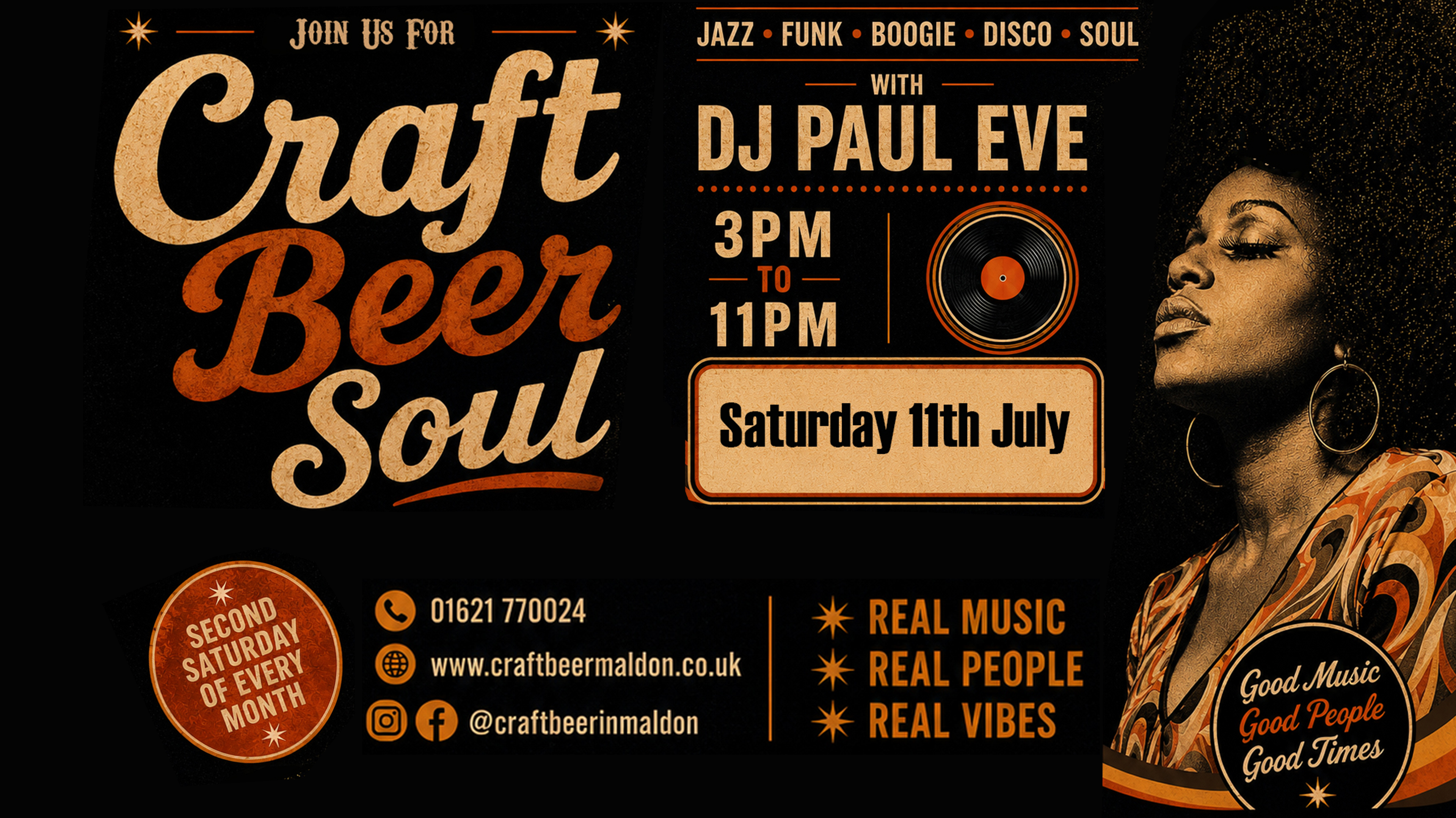 Join us for the very best Jazz, Funk and Soul Music from 3pm on Saturday 11th July
